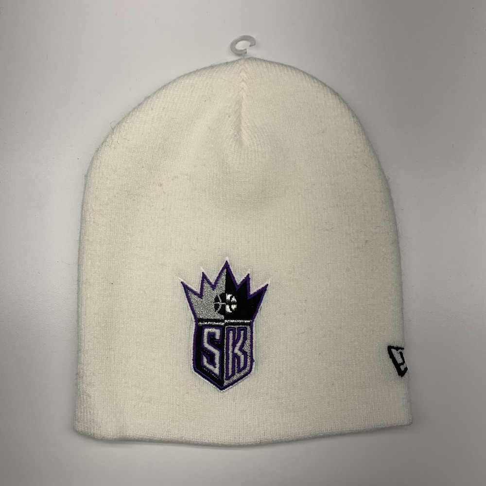 Sacramento Kings Beanie Uncuffed Embroidered NBA Knit Hat White OSFA 90s